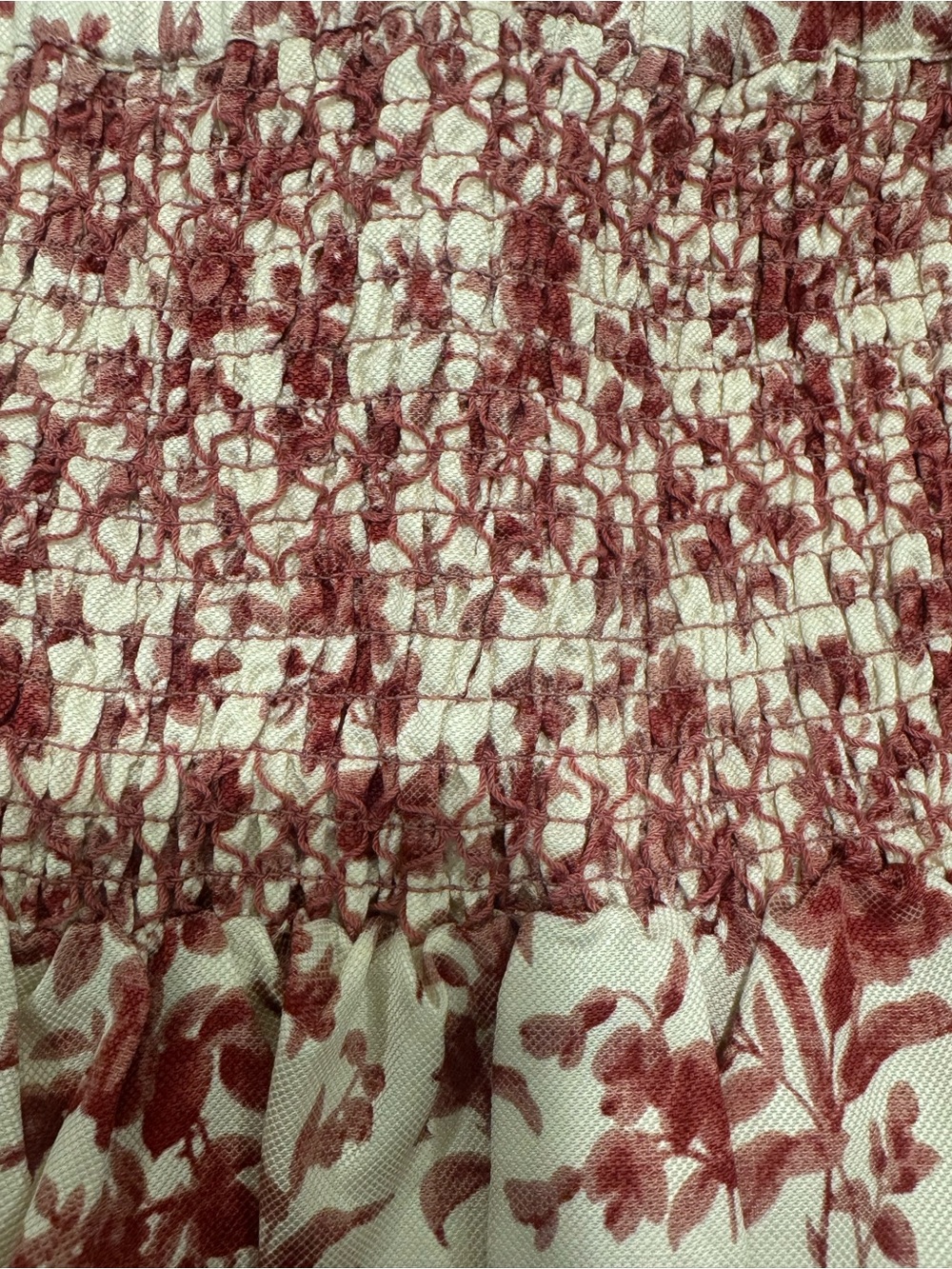 Tuckernuck Floral Smocked Midi Skirt Smoked Rose Ivory Size Small NWT - Picture 5 of 7